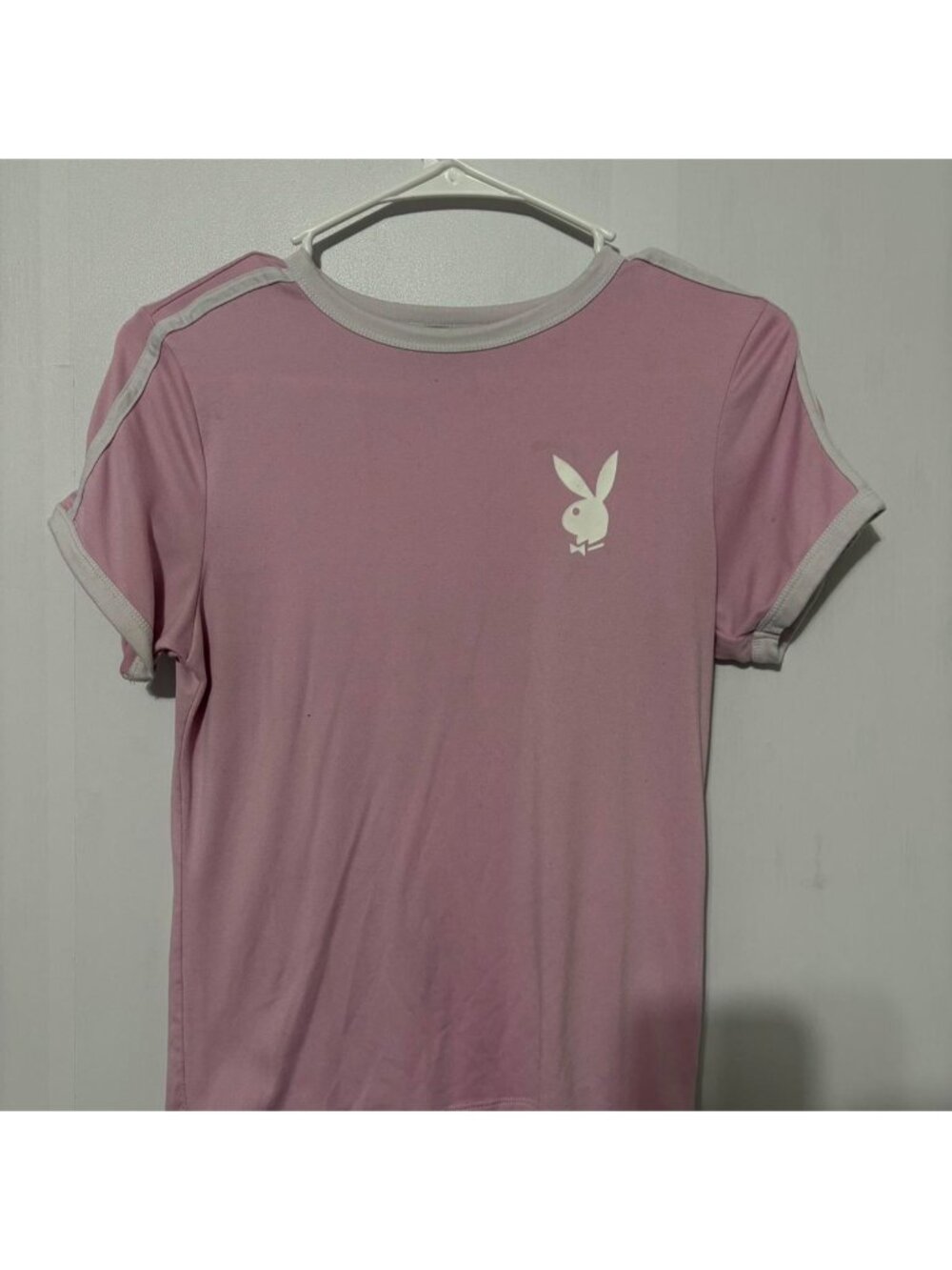 Pink and white Playboy baby tee #y2kfashion